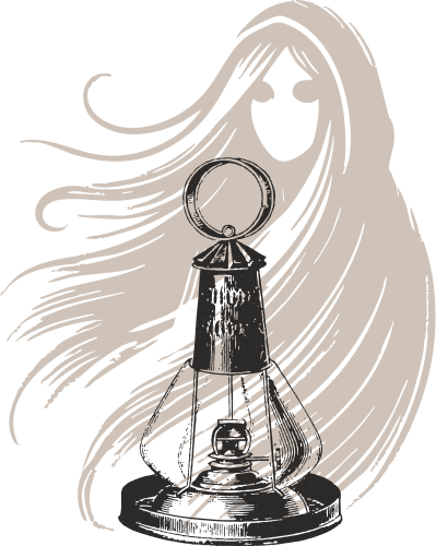 Banshee and lantern illustration