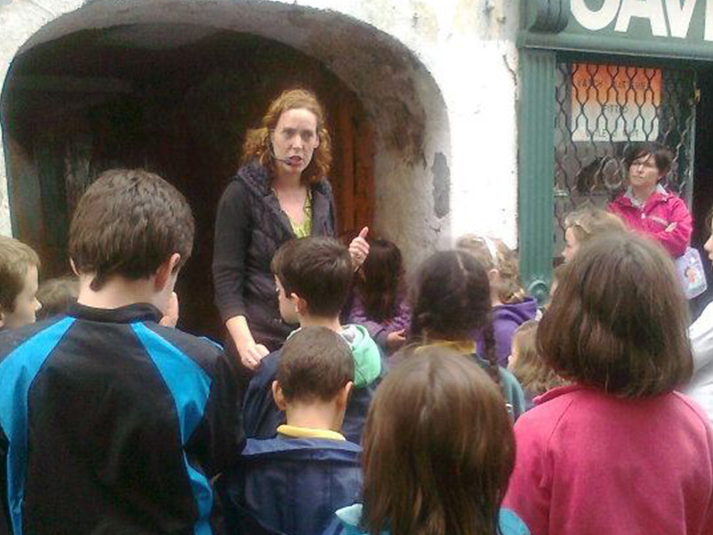 Jane talking to school group